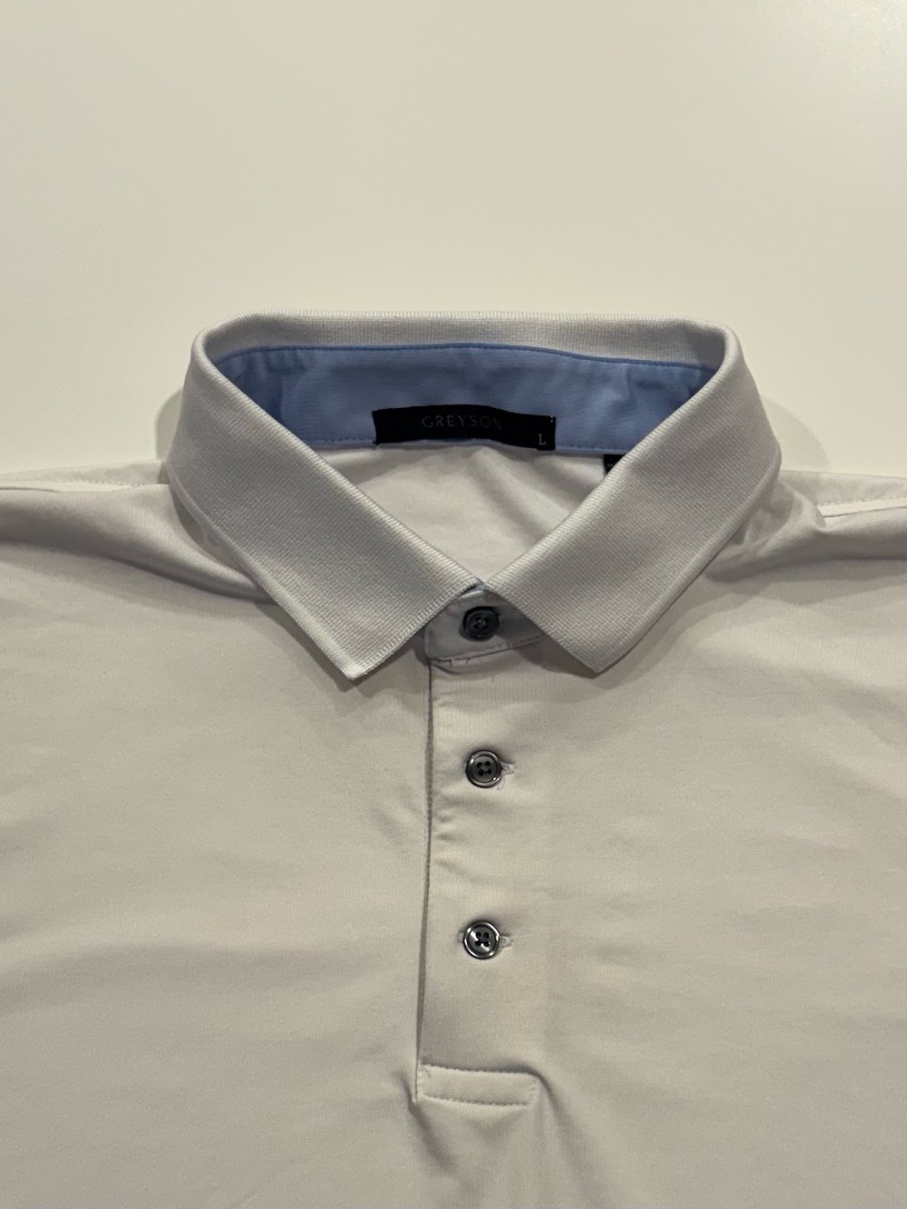 Greyson Men's Golf Polo Shirt Large, White Short Sleeve Stretch EUC